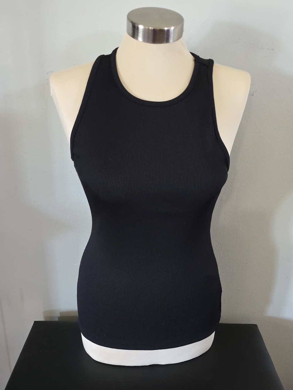 White House Black Market Black Ribbed Crewneck Tank
